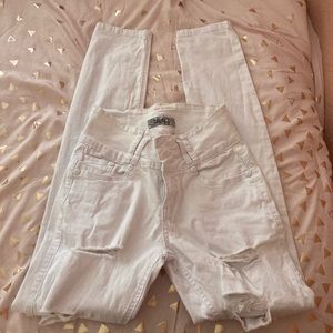 White ripped jeans
